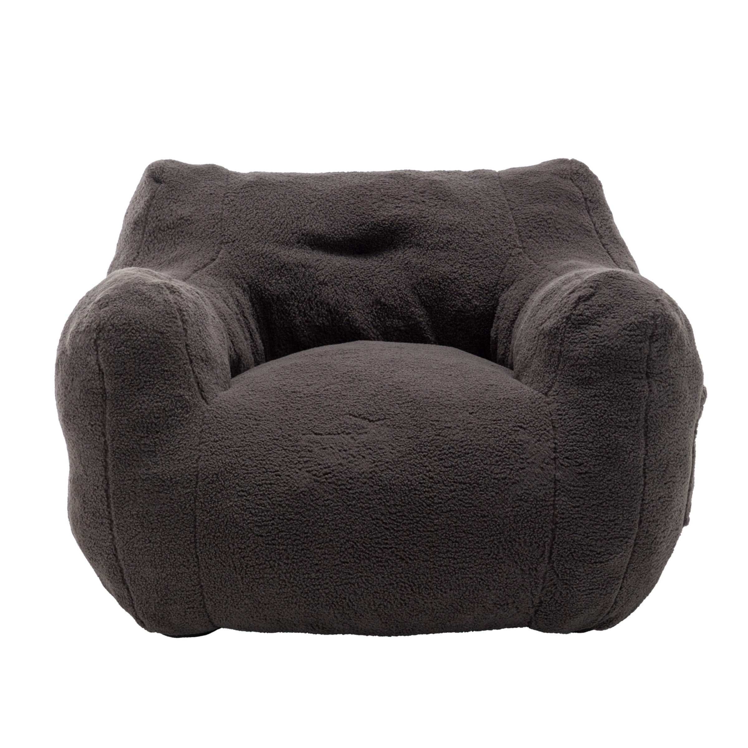 Bean Bag Chair for Adults, Memory Foam Bean Bag Sofa with Armrests, Lazy Floor Chair for Living Room Bedroom Reading, Dark Gray