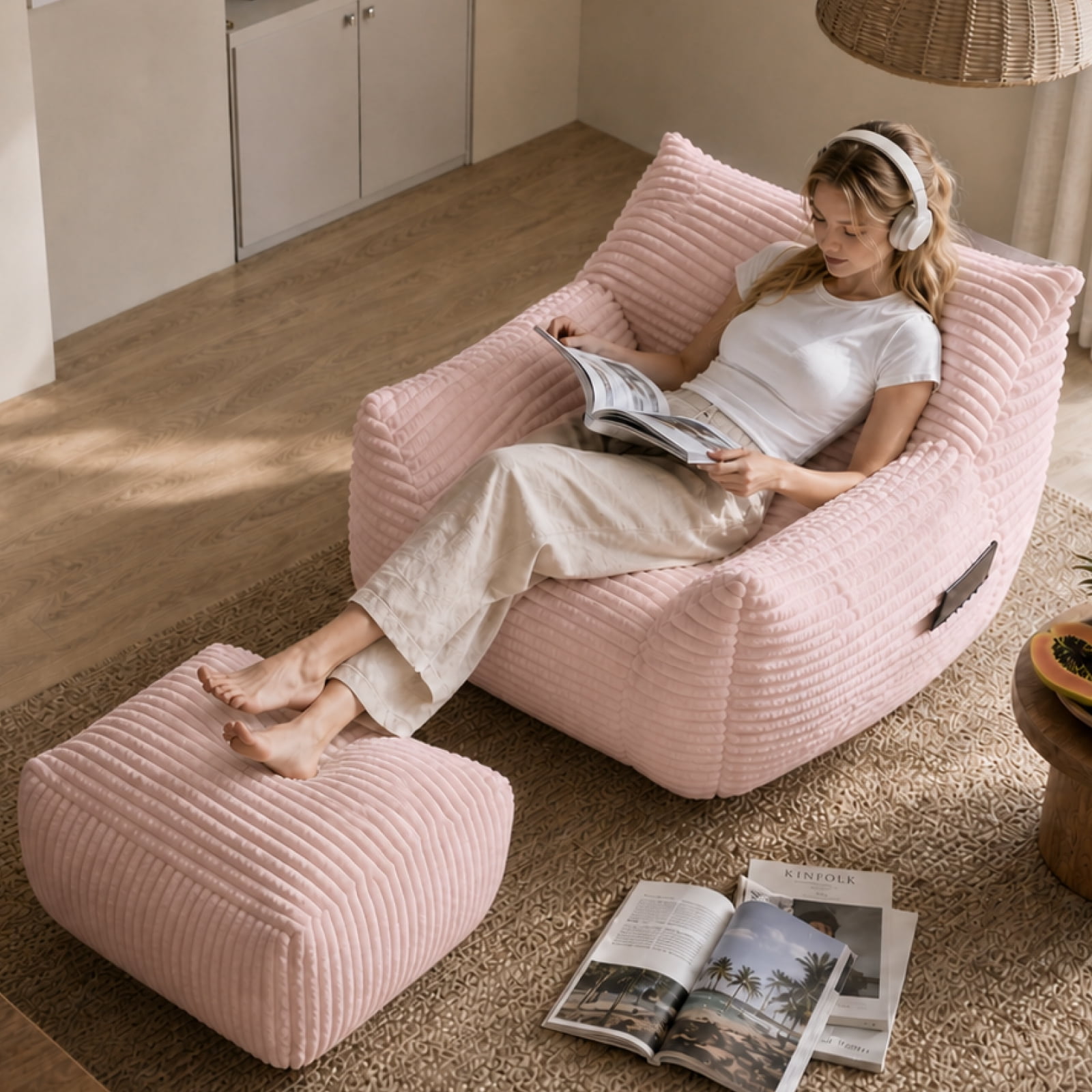 Bean Bag Chair for Adults, Oversized Comfy Beanbag Living Room Lazy Sofa for Bedroom & Dorm