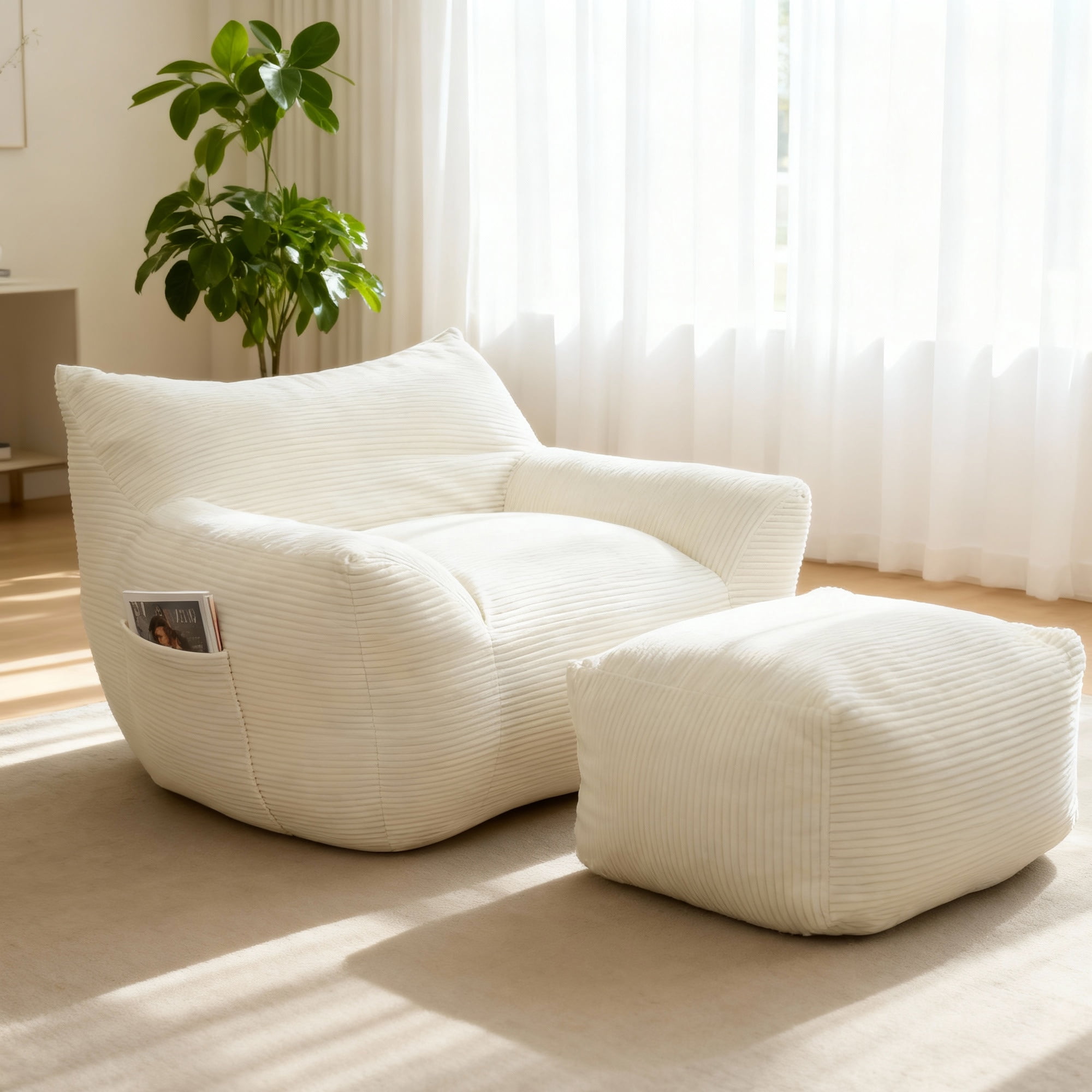 Bean Bag Chair for Adults, Oversized Comfy Beanbag Living Room Lazy Sofa for Bedroom & Dorm
