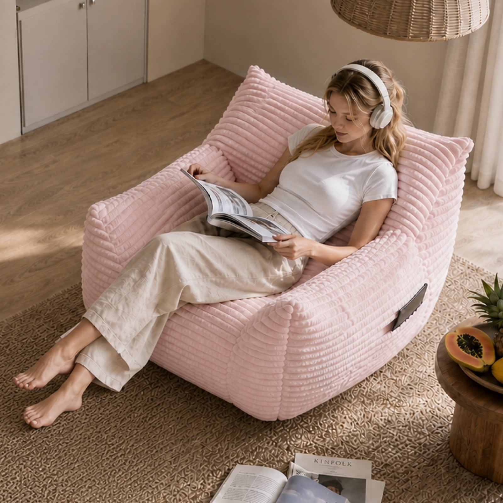 Bean Bag Chair for Adults, Oversized Comfy Beanbag Living Room Lazy Sofa for Bedroom & Dorm