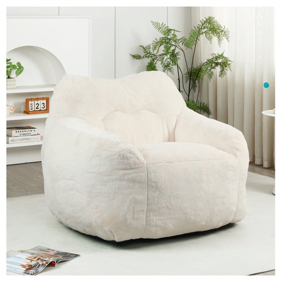 Bean Bag Chair with Armrests, High-Density Foam Lazy Sofa for Adults, Comfy Reading Chair for Living Room & Bedroom