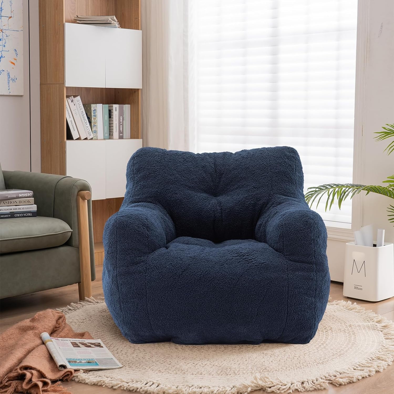 Bean Bag Chair with Filler, Fluffy Lazy Sofa, Imperial Lounger Giant Bean Bag Chair for Bedroom ...