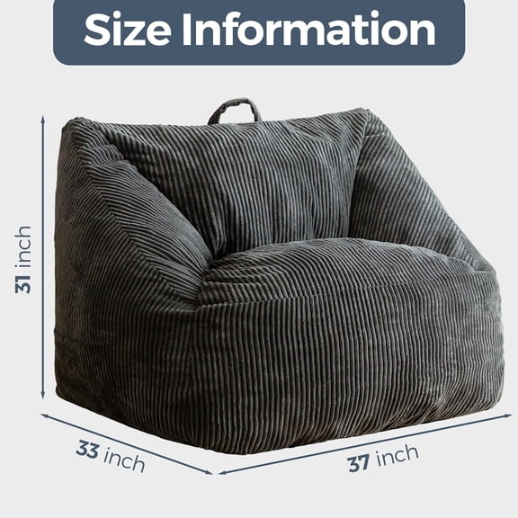 Bean Bag Chair with Handle - High Density Foam Floor Sofa for Adults Kids Teens Living Room Gaming Reading Relaxing Accent Furniture