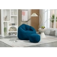 thumbnail image 1 of Bean Bag Chair with Ottoman, Small Puff Chair with High Pressure Foam, Single Lazy Sofa Bean Bag Sofa with Foot Stool for Living Room, Bedroom, Blue, 1 of 9