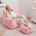 thumbnail image 1 of Lusimo Bean Bag Chair with Ottoman Bean Bag with Footstool for Adults Teens, Bean Bag Sofa with Washable Cover, Pocket, Handle for Bedroom, Living Room, Pink, 1 of 11