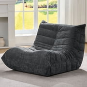 Bean Bag Chairs for Adults Giant Bean Bag Chair Memory Foam BeanBag Chair Bean Bag Sofa with Filler Faux Fur Fireside Beanbags Lazy Sofa for Living Room Bedroom Office Darkgrey Chenille, Single