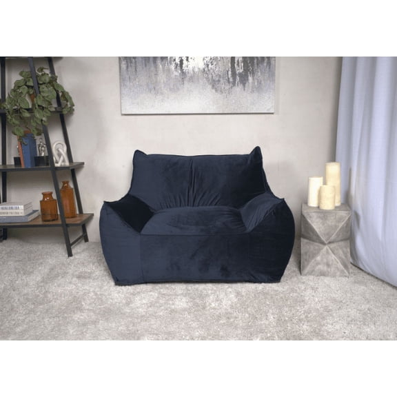 Bean Bag Chairs Allea Velveteen Bean Bag Chair with Armrests, Midnight Blue,Lazy Sofa Chairs