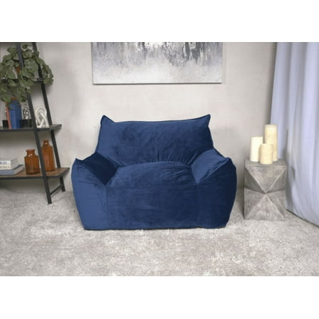 Bean Bag Chairs Allea Velveteen Bean Bag Chair with Armrests, Navy Blue,Lazy Sofa Chairs