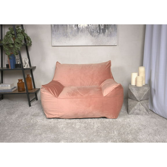 Bean Bag Chairs Allea Velveteen Bean Bag Chair with Armrests, Pink,Lazy Sofa Chairs