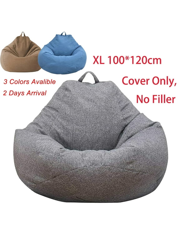 Bean Bag Chairs Cover for Adults Teens Kids,Candey Stuffed Animal Storage Bean Bag Cover Lazy Lounger Comfy Chairs Cover Big Round Sofa Covers Dorm Bing Bag Chair (Gray XL, No Filler)