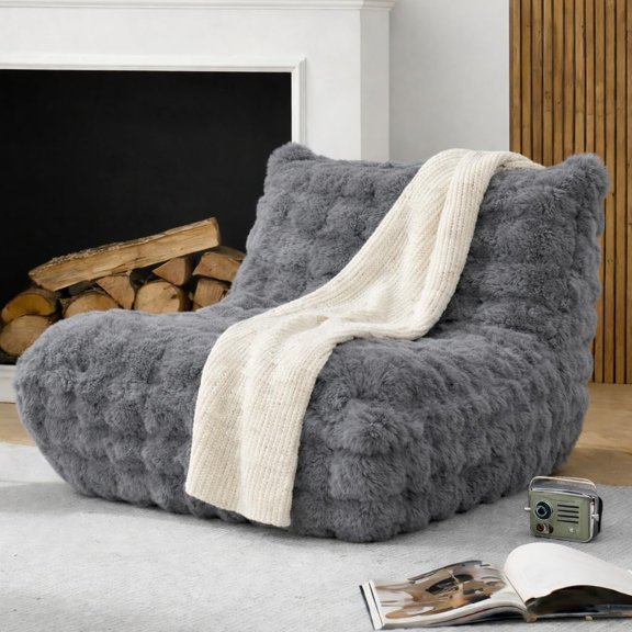 Bean Bag Chairs with Filler Faux Fur Fireside Beanbags Lazy Sofa for Memory Foam BeanBag Chair Bean Bag Sofa for Bedroom, Living Room, Office and Home