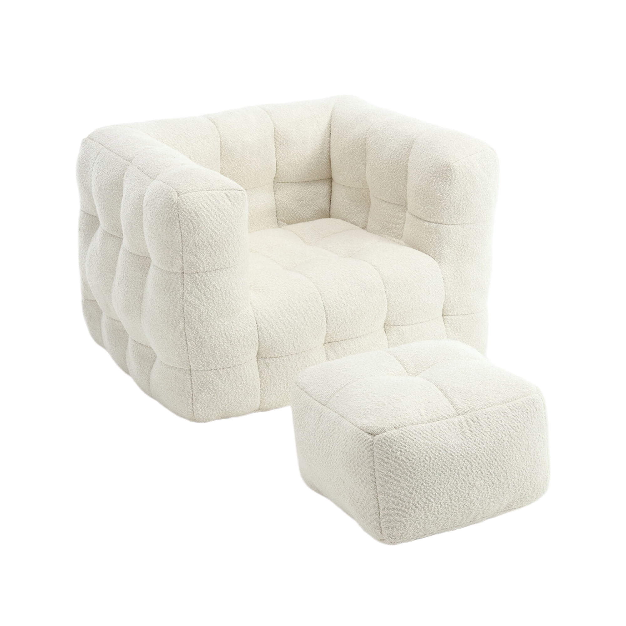 Bean Bag Chairs with Footstool, Soft Lazy Sofa Chair, Armrest Bean Bag