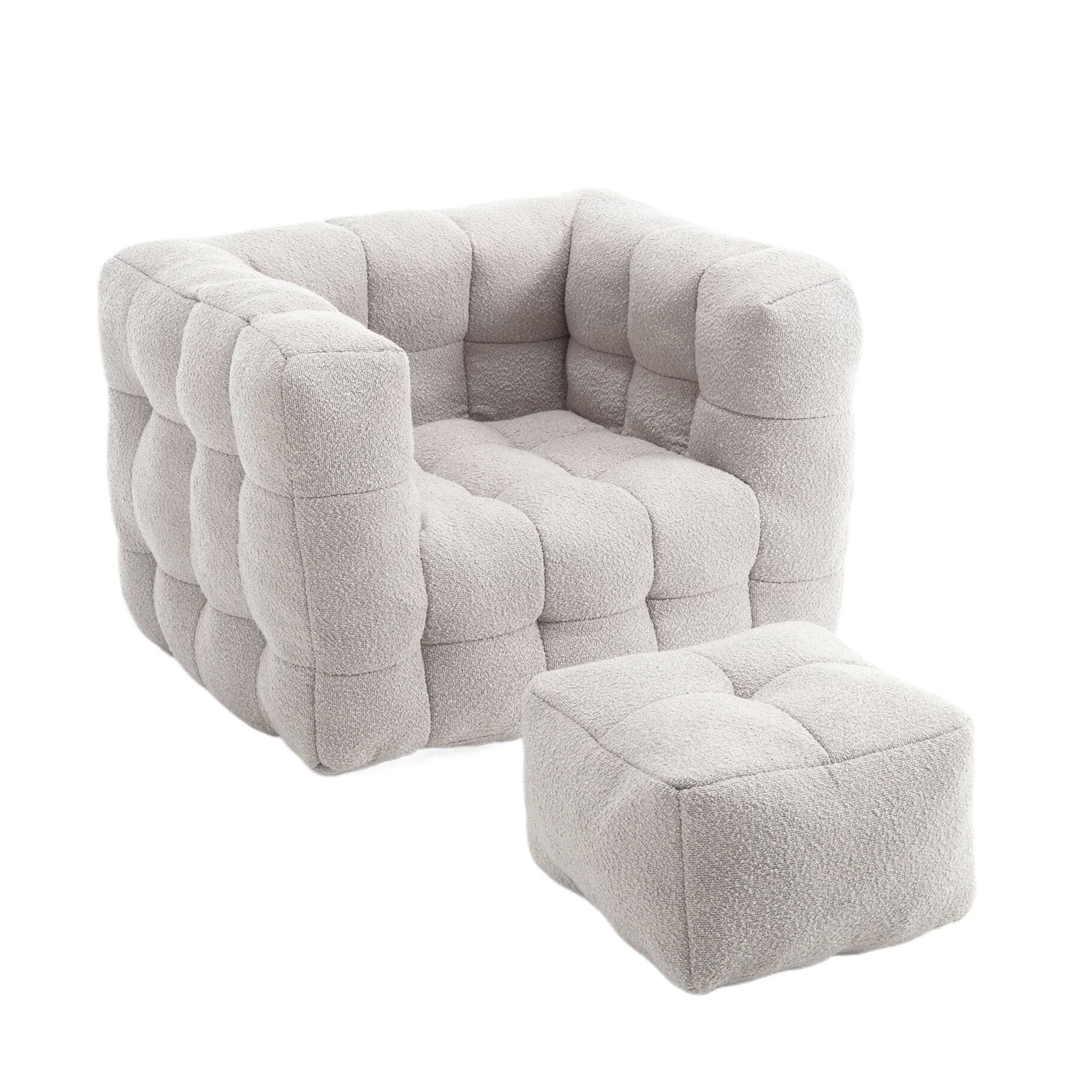 Bean Bag Chairs with Footstool, Soft Lazy Sofa Chair, Armrest Bean Bag