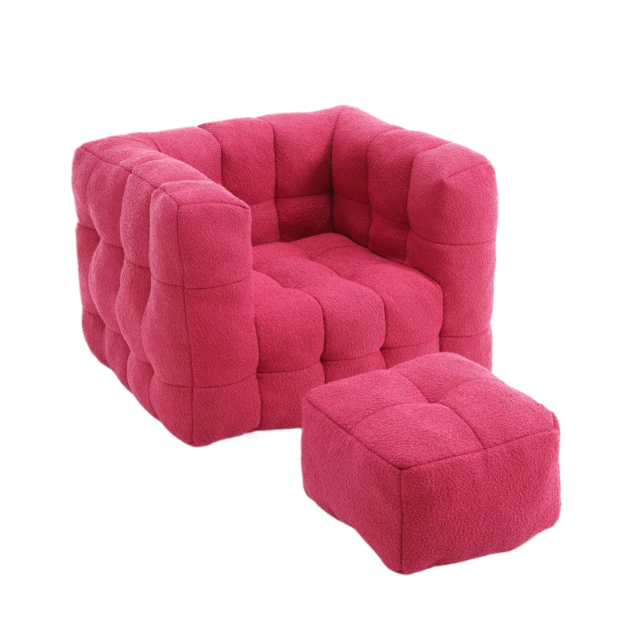 Bean Bag Chairs with Footstool, Soft Lazy Sofa Chair, Armrest Bean Bag