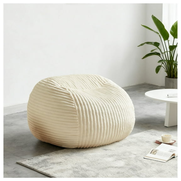 Bean Bag Chairs High-end beige adult bean bag chair - ultra plush memory foam lounge sofa and comfortable reading corner chair, suitable for bedroom, living room, and dormitory.,Lazy Sofa Chairs