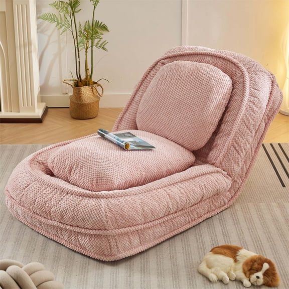 Bean Bag Chairs Human Dog Bed ,Lazy Sofa Couch ,5 Adjustable Position,sit,sleep,fold,suit to put in bedroom, living room ,Space Saving Design ,Pink,Lazy Sofa Chairs
