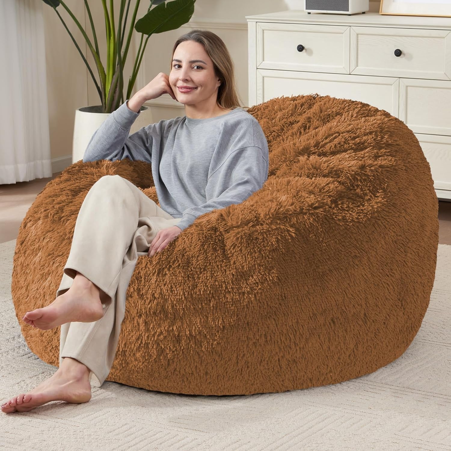 Bean Bag Cover (No Filler), Soft Faux Fur Stuffed Animal Bean Bag ...