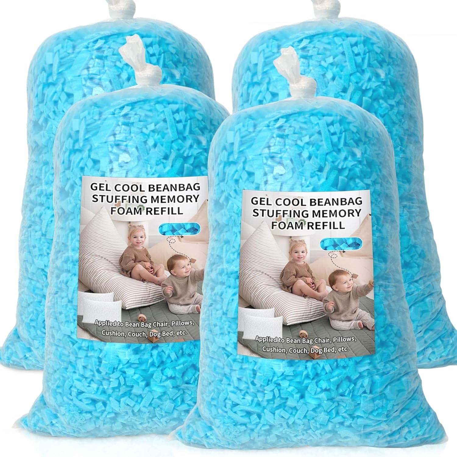 Bean Bag Filler, Shredded Memory Foam Filling, Soft Pillow Stuffing Bean Bag Refill Foam for Couch, Cushion, Stuffed Animals, Dog Bed, Arts Crafts
