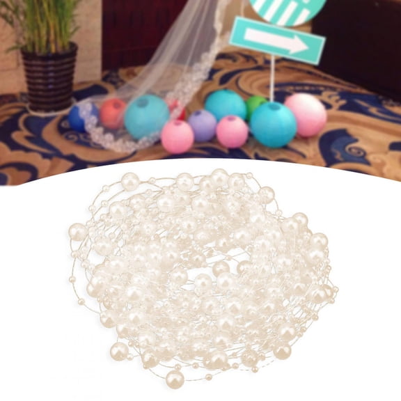 Bean Bag Filling Fishing Bead Beads 10M Fishing Thread Artificial Pearls Beads Chain DIY Wedding Party Decoration beige, Fish thread bead, String Beads, Garment accessories Garment Craft