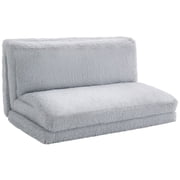 Bean Bag Floor Sofa Bed, Contemporary Plush Wide Folding Floor Mattress, Foam Filling Wall Couch Sleeper, Light Gray