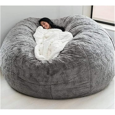 Bean Bag,Giant Fur Bean Bag Chair Cover for Adults Kids (Without Filling) Comfy Fluffy Giant Round Beanbag Lazy Sofa Cover for Reading Chair Floor Chair Lazy Sofa Bed Cover Soft Fluffy Faux BeanBag