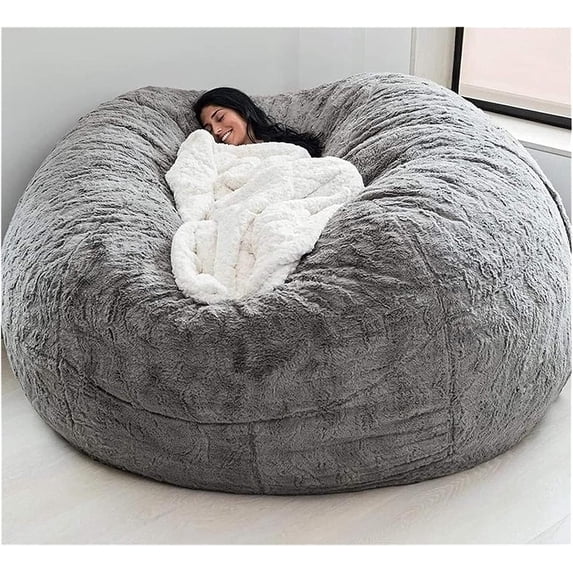 Bean Bag,Giant Fur Bean Bag Chair Cover for Adults Kids (Without Filling) Comfy Fluffy Giant Round Beanbag Lazy Sofa Cover for Reading Chair Floor Chair Lazy Sofa Bed Cover Soft Fluffy Faux BeanBag