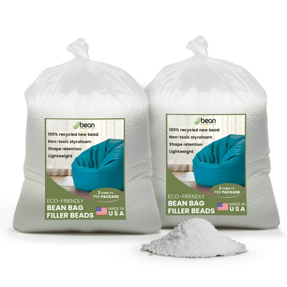 Bean Bag Refill Beads with Poly Fill Beans Polystyrene Filler Beads for Pillow, Bean Bag - Made in USA - 4 Cubic ft