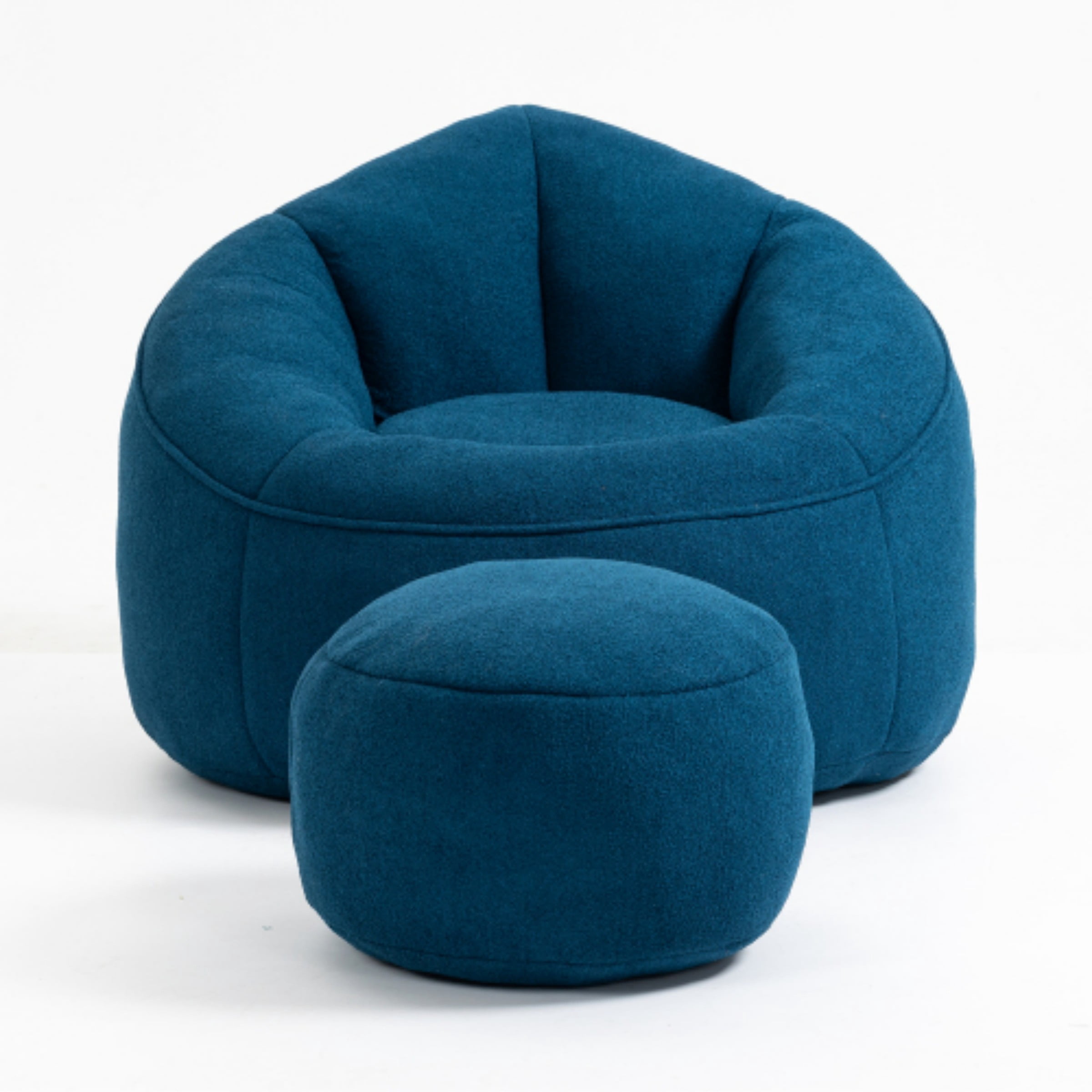 Bean Bag Sofa Chair with Footrest, High Density Foam Bean Bag Chair for Adults, Comfy Lazy Lounge Chair for Bedroom Living Room, Blue