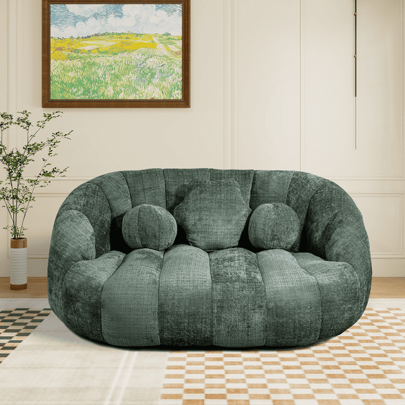 Bean Bag Sofa Lazy Sofa Durable Comfort Lounger High Back Bean Bag Chair Couch for Adults and Kids, Indoor & Outdoor, Accent Floor Soft Lounge Chair (Green chenille)