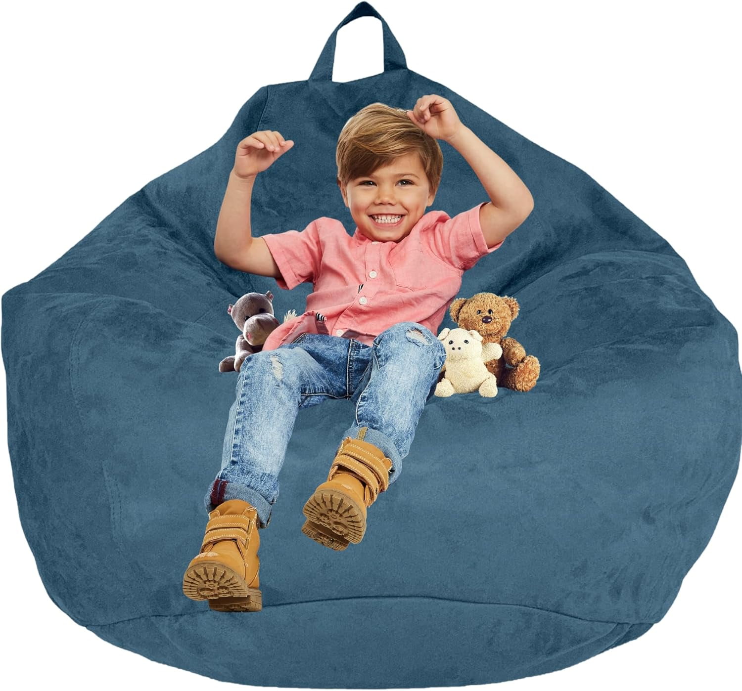 Bean Bag Stuffed Animal Storage Chair Cover (No Filler) for Kids and Adults. Extra Large Bird's Nest Beanbag Memory Foam Soft