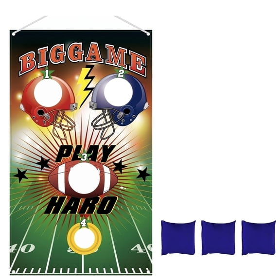 Bean Bag Toss Game Set, 30X60 In, Large Football Themed Banner, Outdoor Group Entertainment, Birthday Events, Random Color, 3 Pc 1 Set