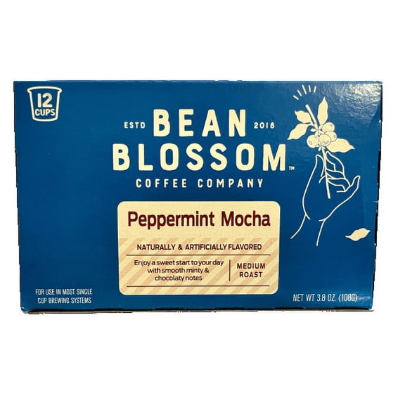Bean Blossom Peppermint Mocha Coffee Single Serve Cup 12 Ct