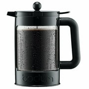 Bean Cold Brew French Press, 51 Oz, Plastic Beaker, Black, With Additional Lid