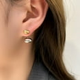 thumbnail image 1 of HUGE SWAN Gold Silver Double Bean Drop Earrings for Women Front and Back with S925 Silver Pin, 1 of 11