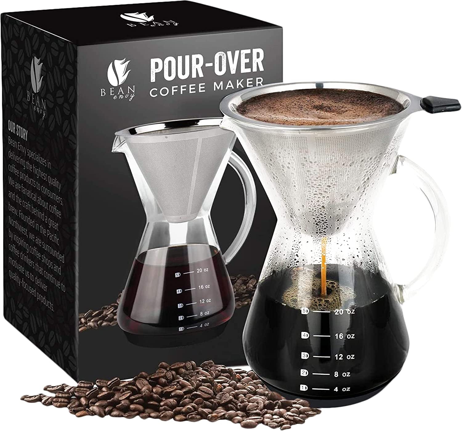 Coffee Gator Pour Over Coffee Maker, 14 oz, Glass Carafe Only, No Filter