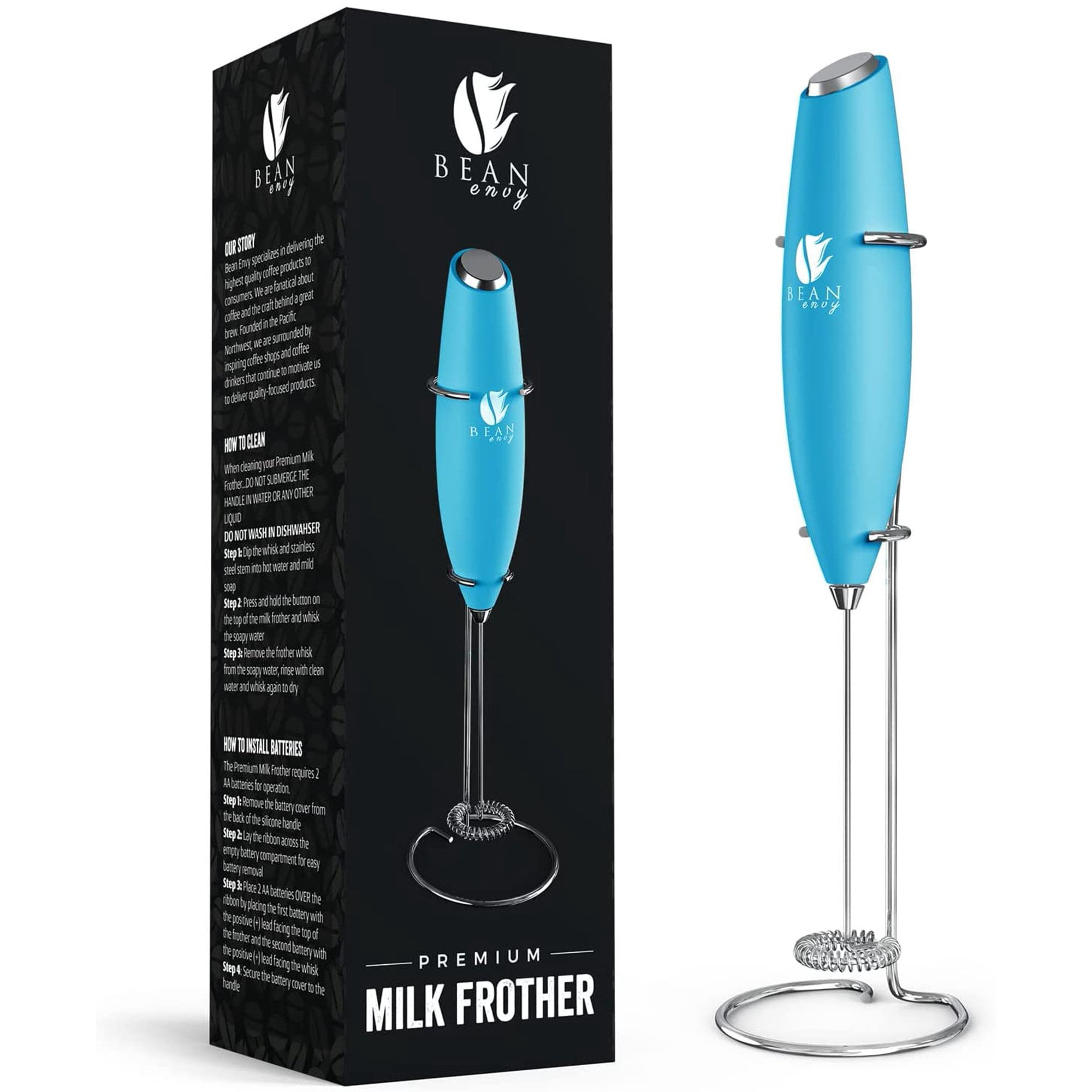 Bean Envy Milk Frother for Coffee Handheld, Foamer & Frother with