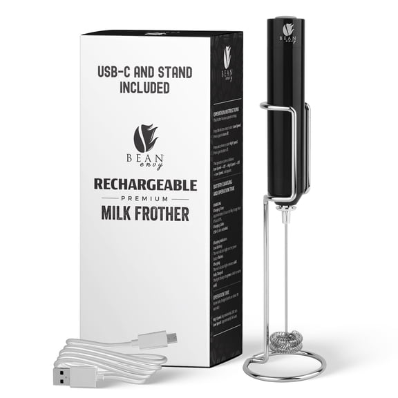 Bean Envy Rechargeable Milk Handheld, Aluminium Coffee Handheld with Stainless Steel Wand, Best Coffee Gift | Adjustable Speed (USB C Cable and Stand Included) Y101