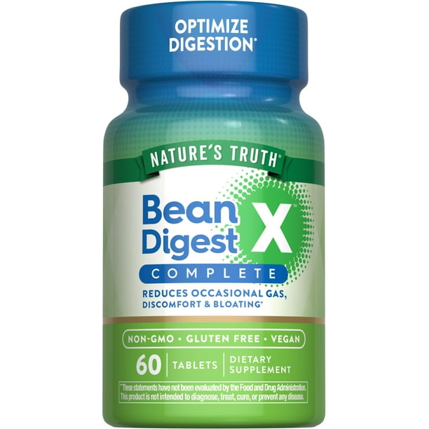 Bean Enzyme Digest Complex Pills | 60 Tablets | Occasional Gas & Bloating Support | by Nature's Truth