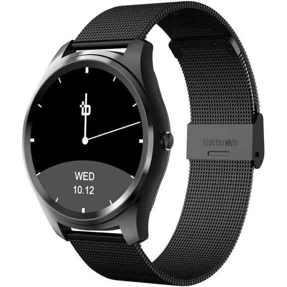 Bean Information Technology Fusion Smart Watch Compatible with Android Phones, Black with Stainless Strap