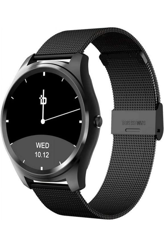 Bean Information Technology Fusion Smart Watch Compatible with Android Phones, Black with Stainless Strap