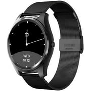 Bean Information Technology Fusion Smart Watch Compatible with Android Phones, Black with Stainless Strap