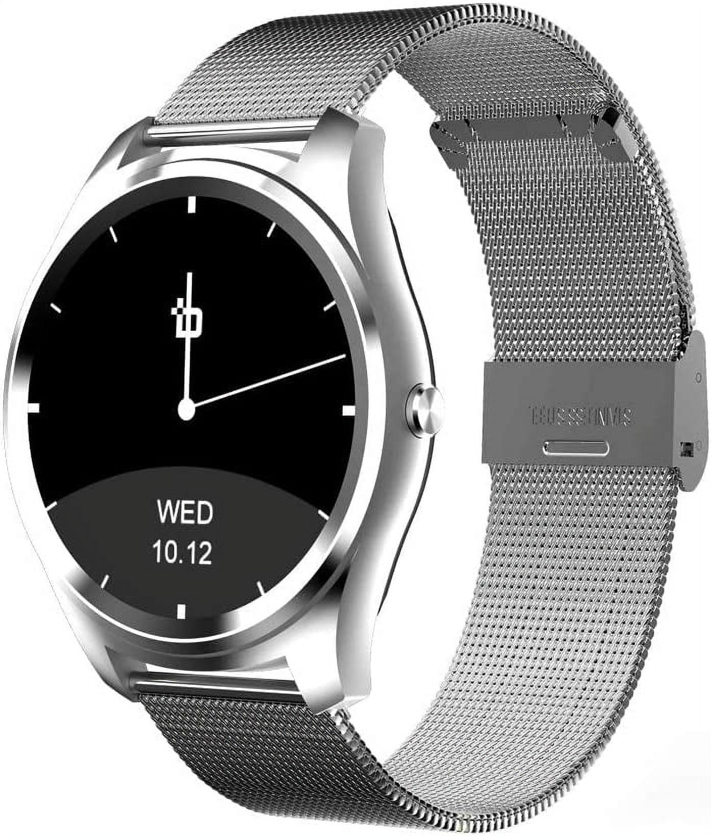 Bean Information Technology Fusion Smart Watch Compatible with Android Phones, Silver with Stainless Strap