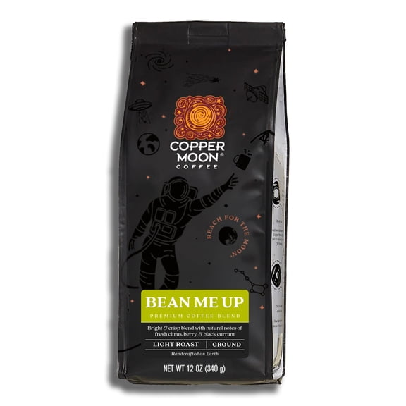 Copper Moon Ground Coffee, Light Roast, Bean Me Up Blend 12 oz Bag