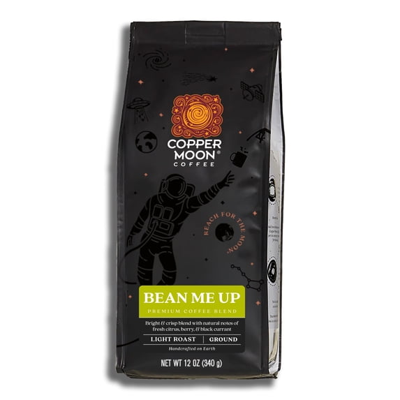 Copper Moon Ground Coffee, Light Roast, Bean Me Up Blend 12 oz Bag
