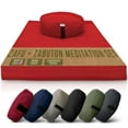 thumbnail image 1 of Hemp Meditation Cushion and Mat Set - Organic Buckwheat Filled Oval Zafu Meditation Pillow and Cotton Filled Zabuton Floor Pad - Made in USA, Cranberry, 1 of 8