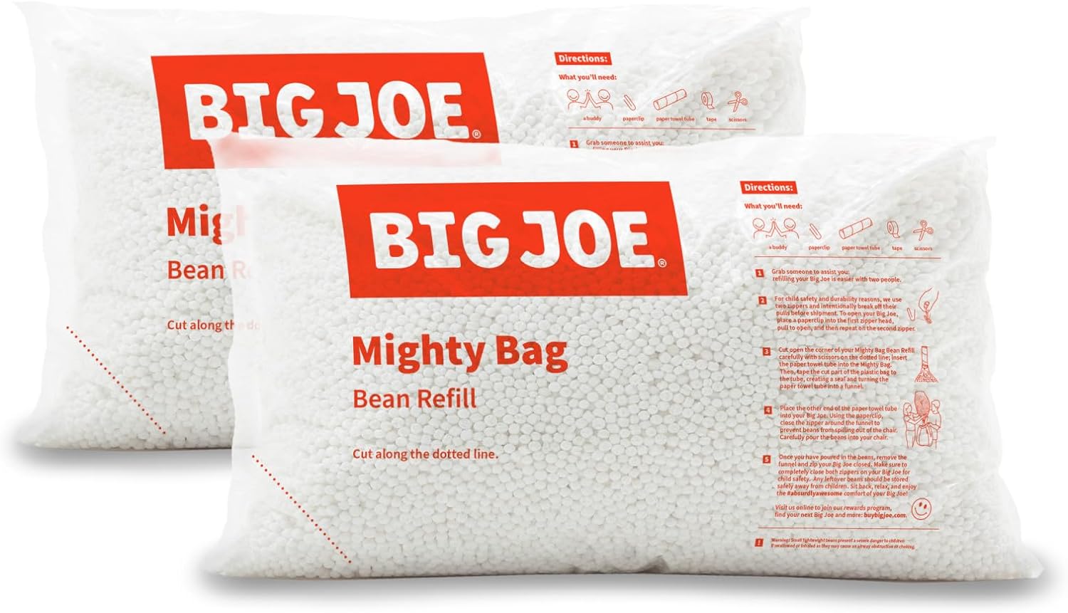 Bean Refill, Polystyrene Beans for Bean Bags or Crafts, 200 Liters