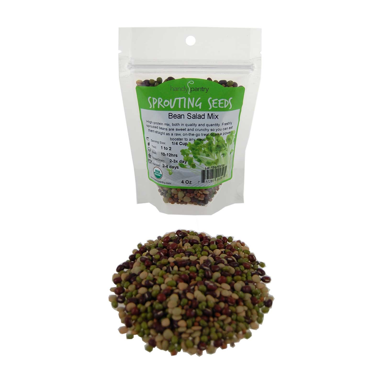 Bean Salad Sprouting Seed MMF7 Mix Organic 1/4 Lbs (4 Oz.) Mix of