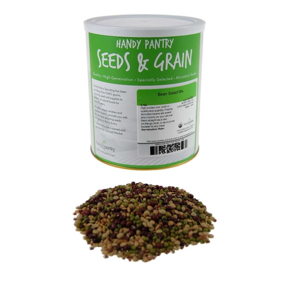 Bean Salad Sprouting Seed Mix- Certified Organic- 5 Lbs- Handy Pantry Brand: Mix of Bean Sprout Seeds: Adzuki, Mung Bean, Green Lentil & Radish. For Sprouting Sprouts, Soup, Food Storage