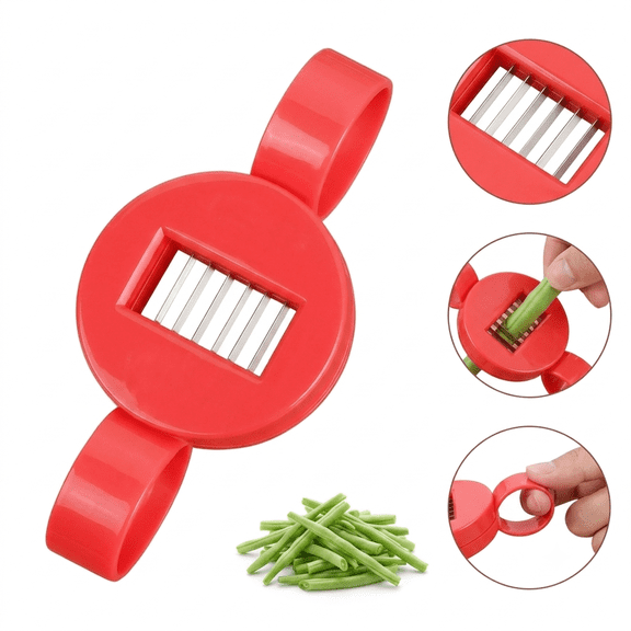 Bean Slicer Multi Functional Vegetable Cutter, Creative Manual Kitchen Shredder, Food Prep Tool for Green Beans String Beans Vegetables Red