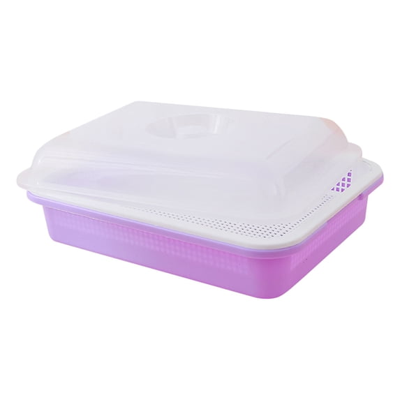 Bean Sprout Mesh Germination Tray with Lid, Seedling Planting Tray for Microgreens and Sprouts, Moisture-retaining Mesh Growing Kit for Indoor Gardening and Hydroponic,Purple